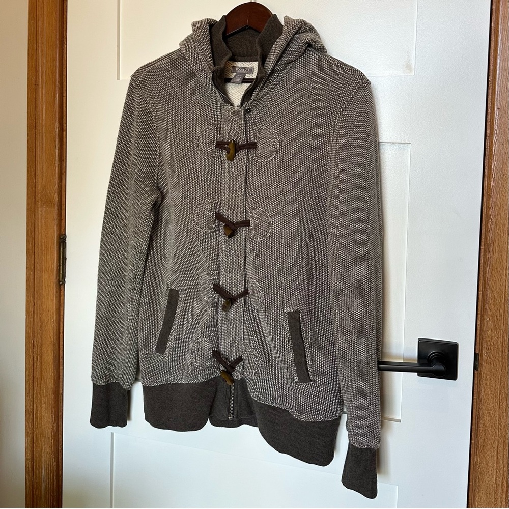 Roots Women’s Brown Hooded Toggle Sweater Coat Jacket Size Medium